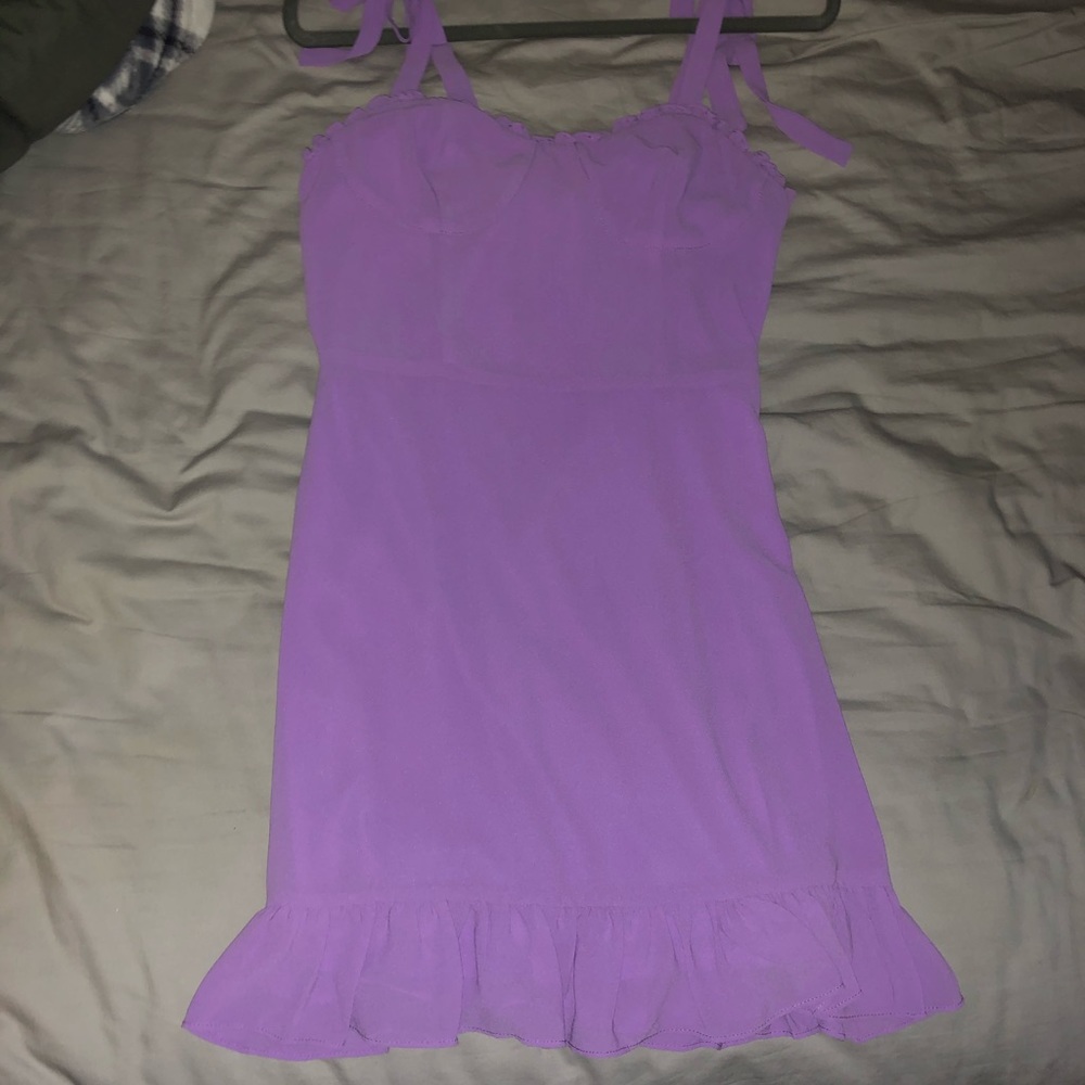 Purple ruffle eyelet dress